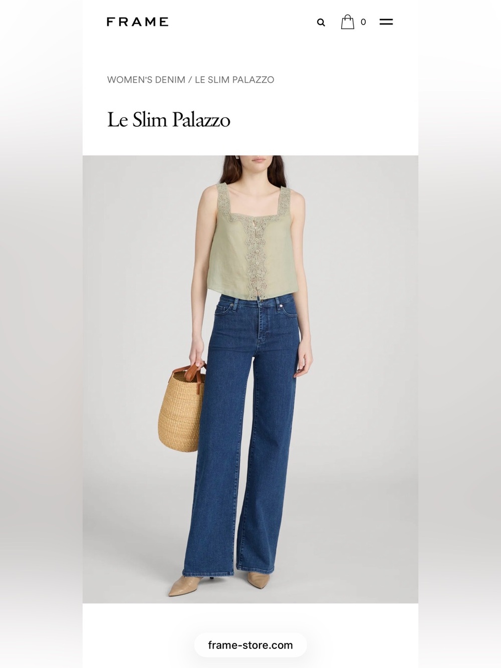 Frame Denim Le Slim Palazzo Wide-Leg Jeans in Dark Blue